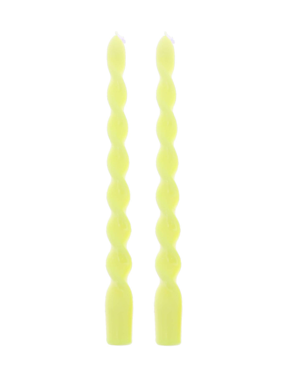 2 Bougies chandelles torsadées jaune 25 cm