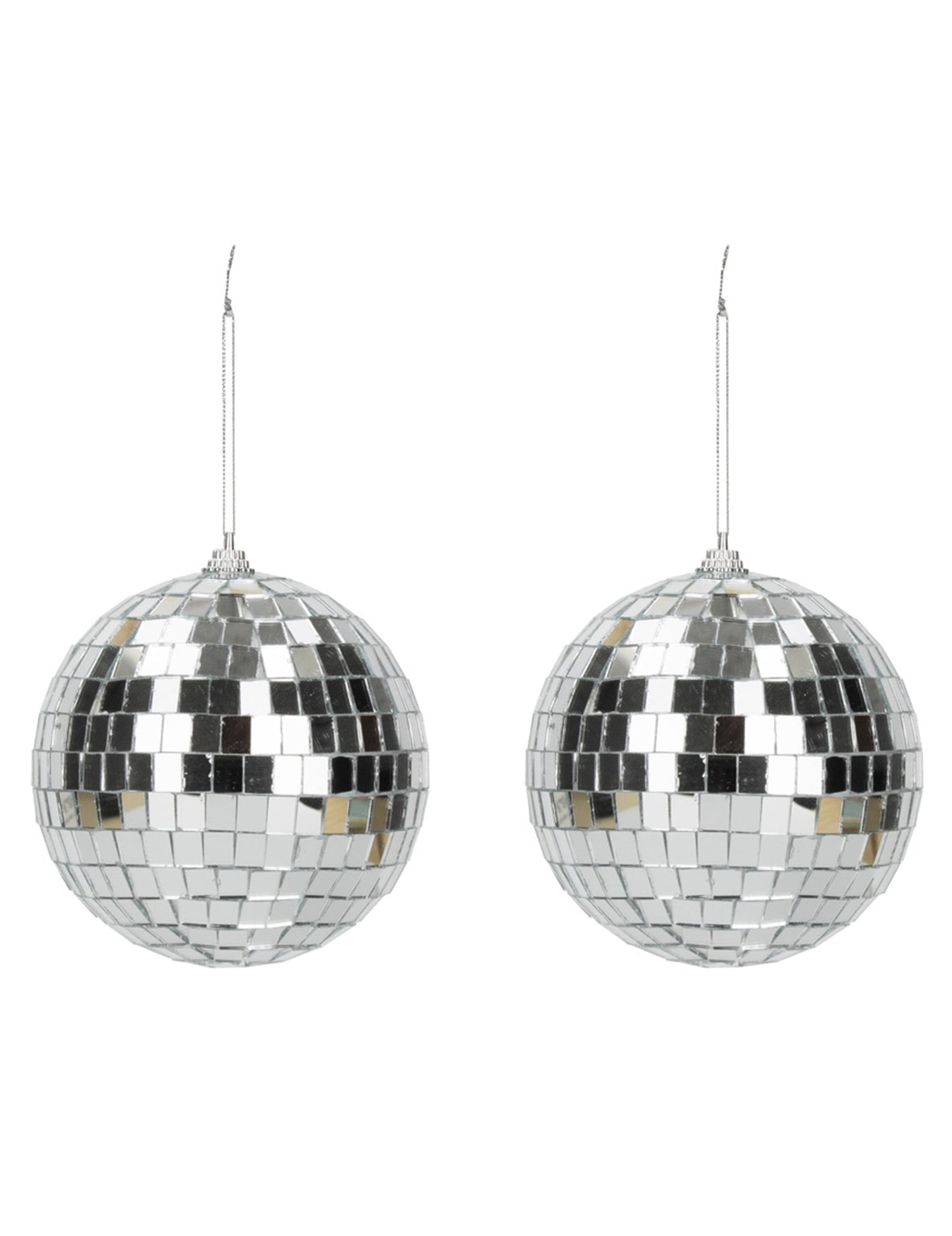 Lot de 2 boules disco pour fête argentées à facettes