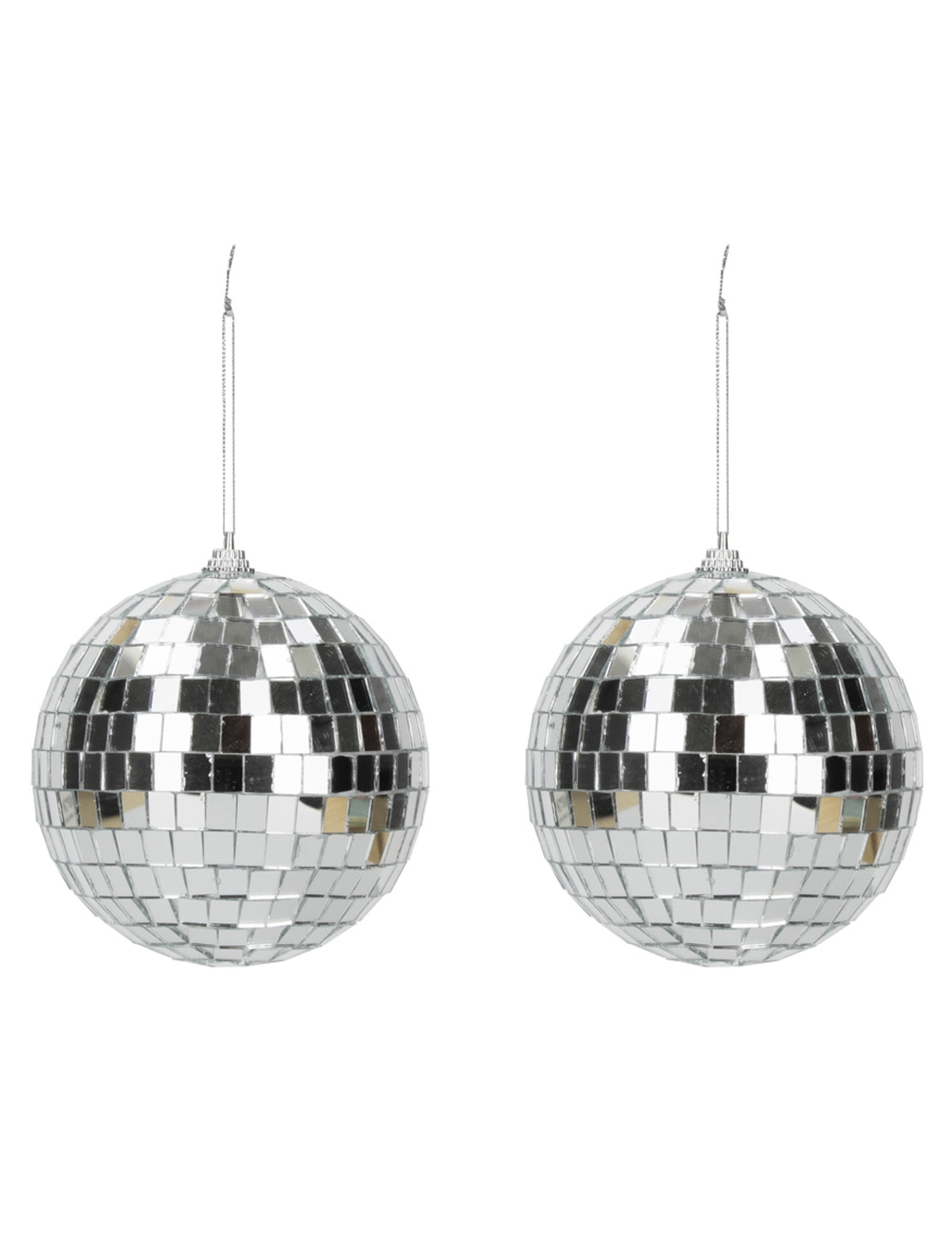 Lot de 2 boules disco pour fête argentées à facettes