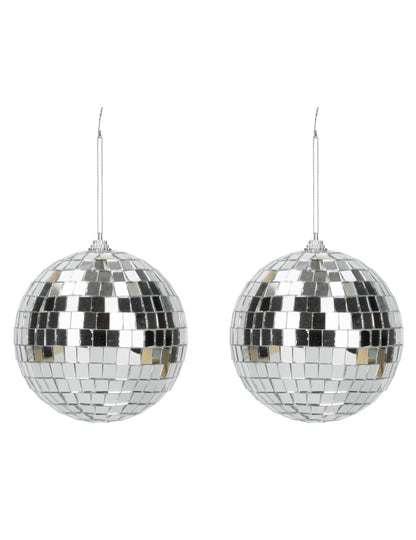 Lot de 2 boules disco pour fête argentées à facettes