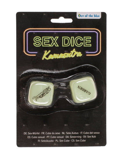 Vue de face de l'emballage des 2 dés coquins kamasutra