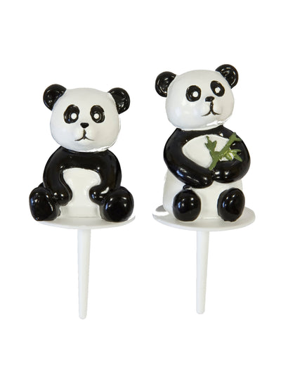 2 figurines en résine panda pour gâteau noir et blanc