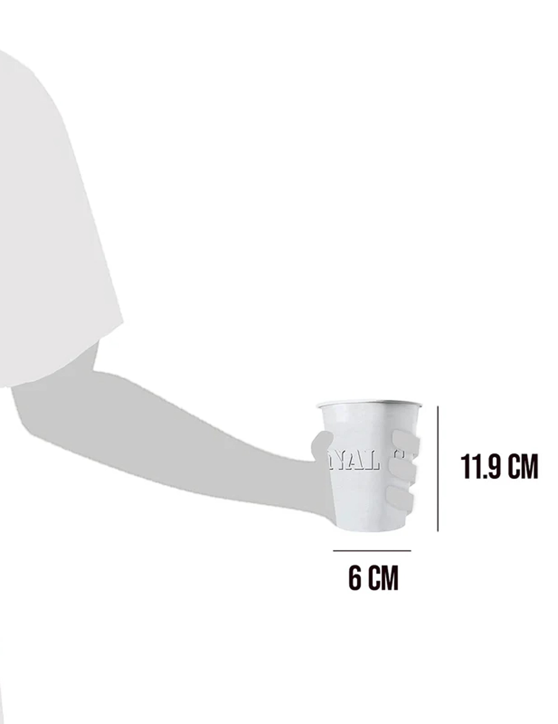 Détail des dimensions des gobelets américains carton recyclable blanc 53 cl