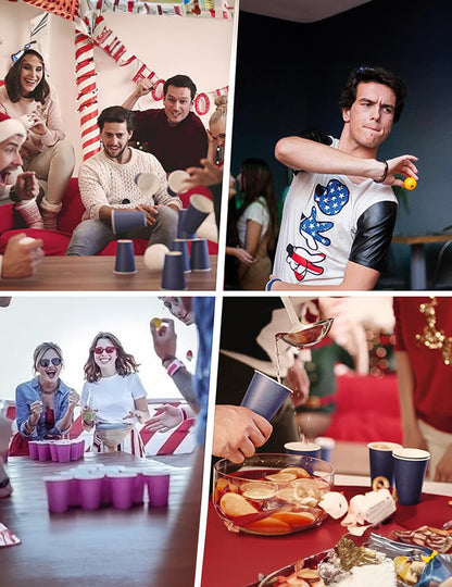 Mise en situation festive des gobelets américains en carton recyclable pour fête