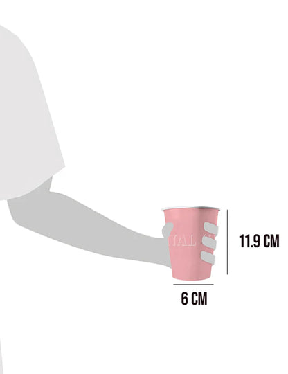 Détail des dimensions des gobelets américains rose pastel en carton recyclable