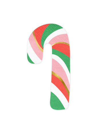 20 малки хартиени салфетки с форма на бонбонена пръчица 8 x 15,5 cm за Коледа