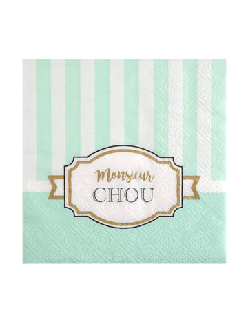 20 малки хартиени салфетки за бебешко парти в цвят мента, дизайн на г-н Кебъл