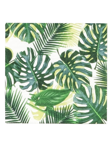20 малки тропически зелени хартиени салфетки 25 x 25 cm