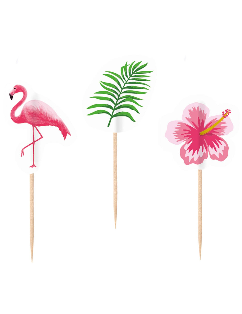 Декоративни шишчета flamingo paradise в тропическа тема, розов и зелен, от дърво