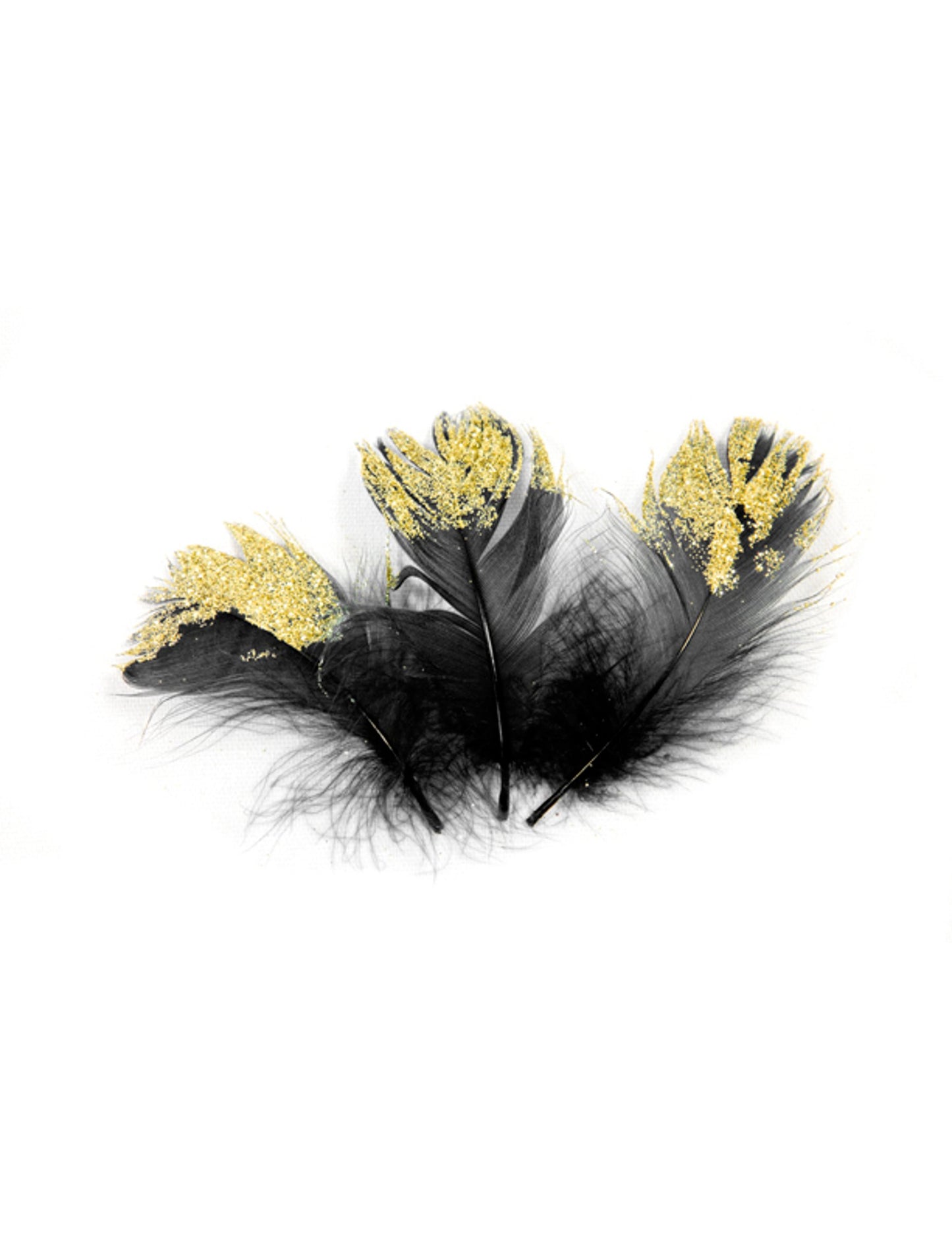 Plumes pailletées charleston pour décoration noires et dorées