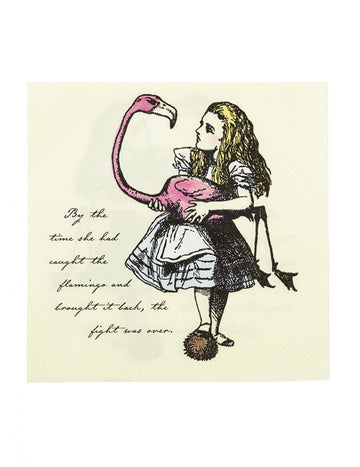 20 хартиени салфетки „Алиса в Невърленд“, 33 x 33 cm розово фламинго