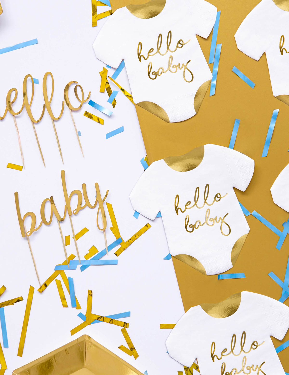 Композиция с конфети от хартиени салфетки body Hello Baby