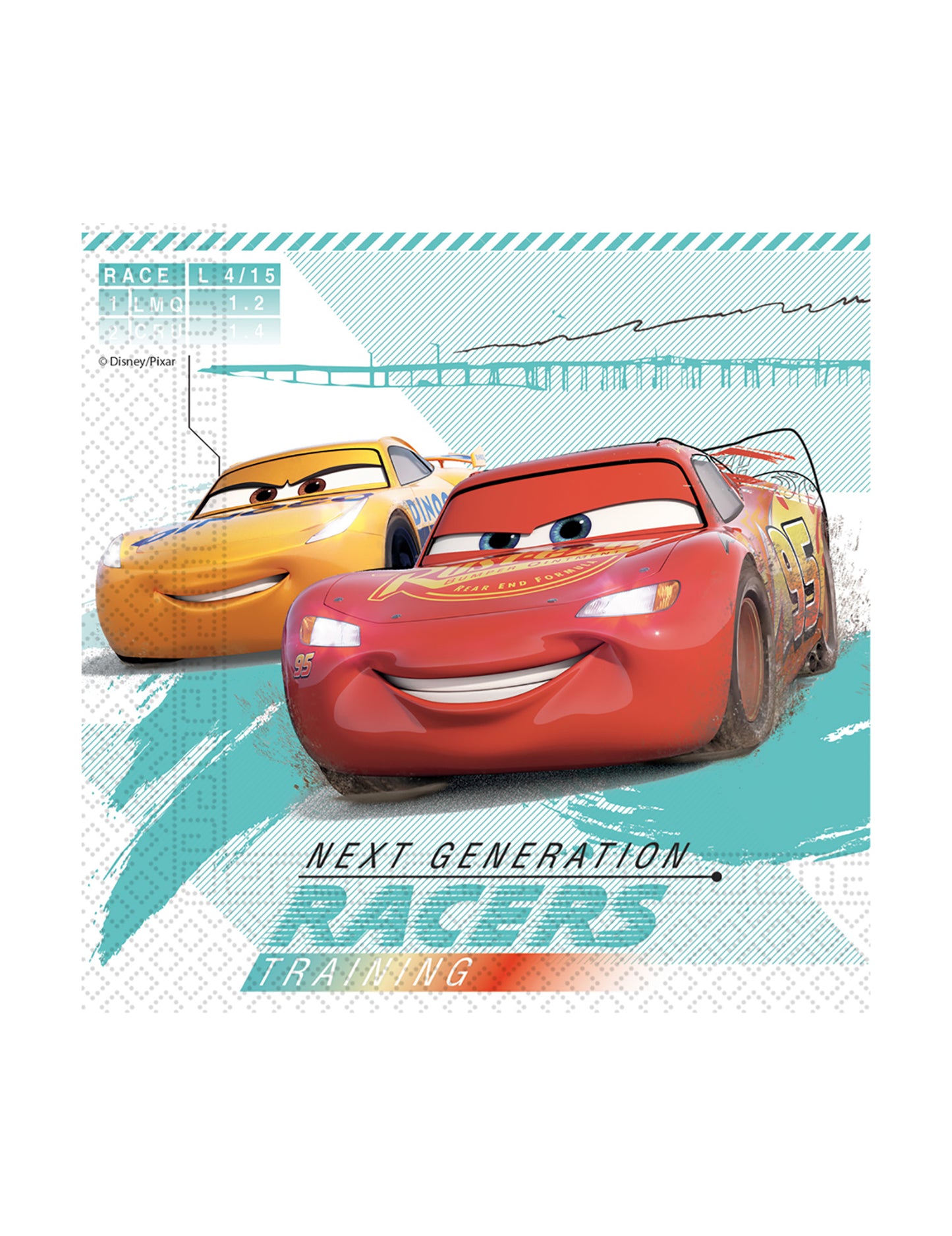20 компостируеми хартиени салфетки Cars 3™ 33 x 33 cm 