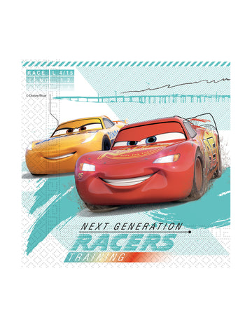 20 компостируеми хартиени салфетки Cars 3™ 33 x 33 cm 