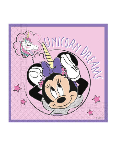 20 компостируеми хартиени салфетки Minnie Unicorn™ 33 x 33 cm 