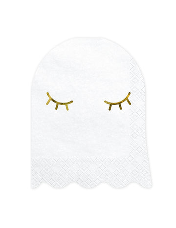 20 бели и златни хартиени салфетки с привидения 11 x 14 cm за Хелоуин