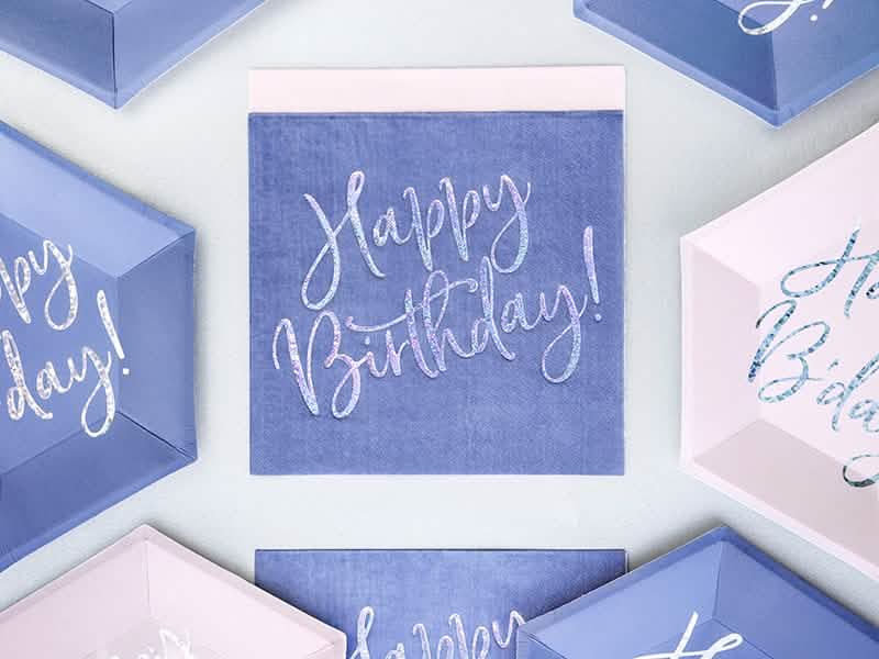 Поставка на иридесцентни хартиени салфетки Happy Birthday за рожден ден