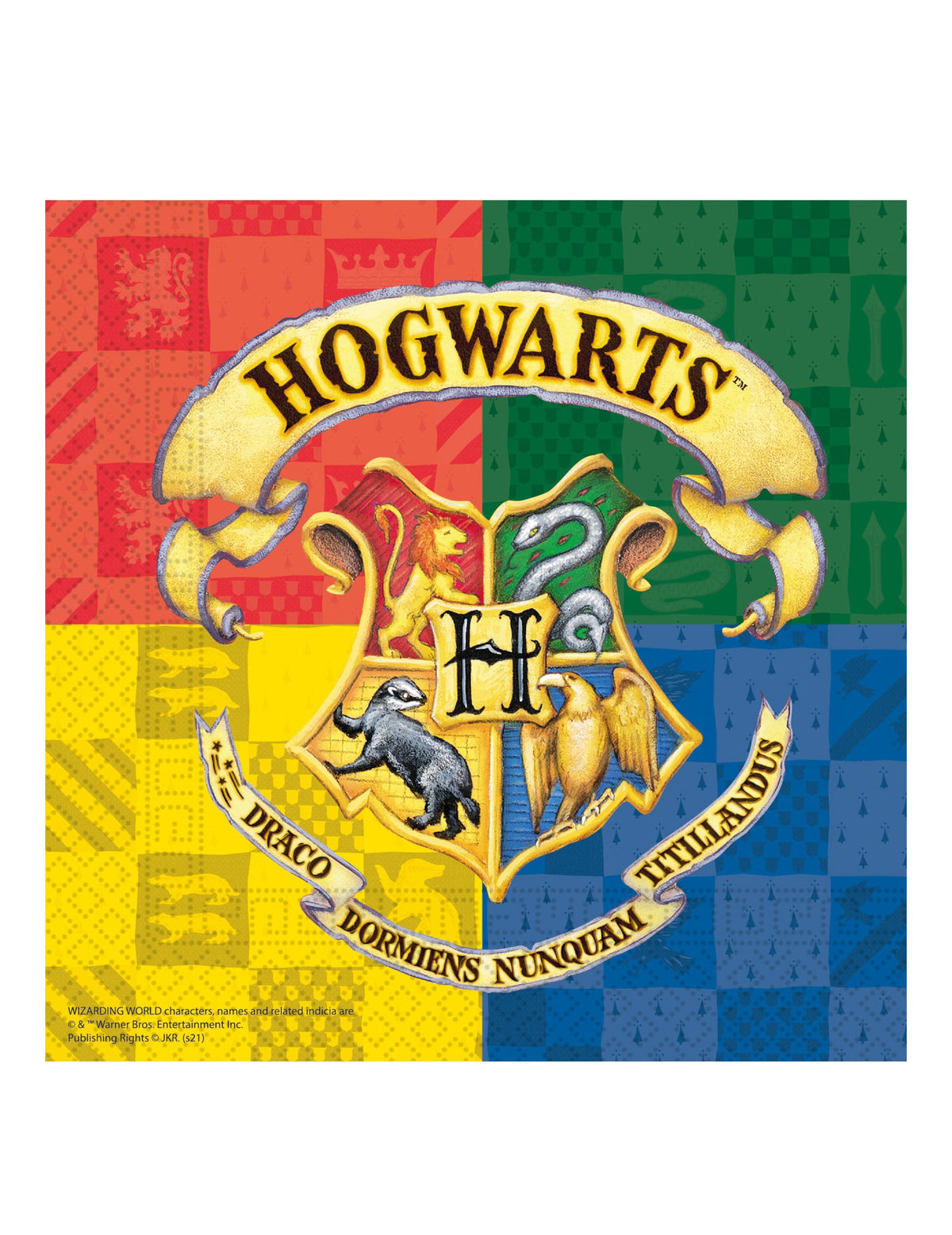 Serviettes en papier Harry Potter avec blason de Poudlard multicolore