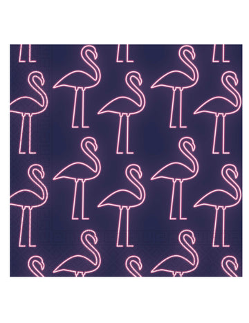Serviettes en papier flamants roses pour décoration de fête néon rose et bleu marine