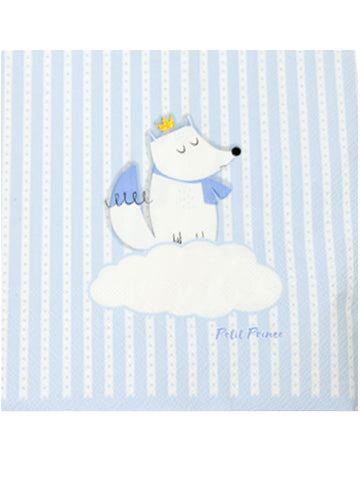 20 хартиени салфетки с бяла и синя лисица, 33 x 33 cm малкият принц