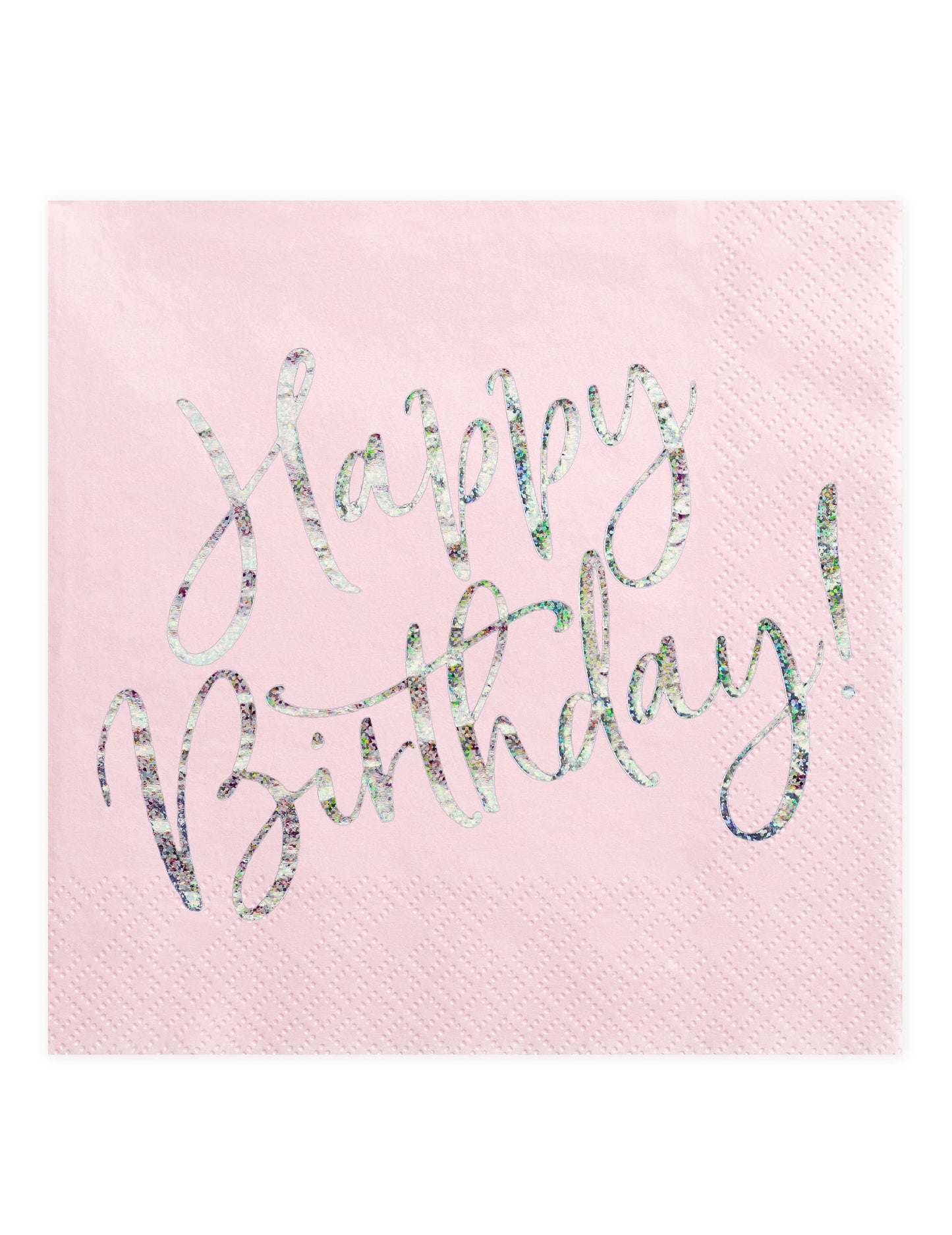 Serviettes en papier Happy Birthday pour fête rose iridescent