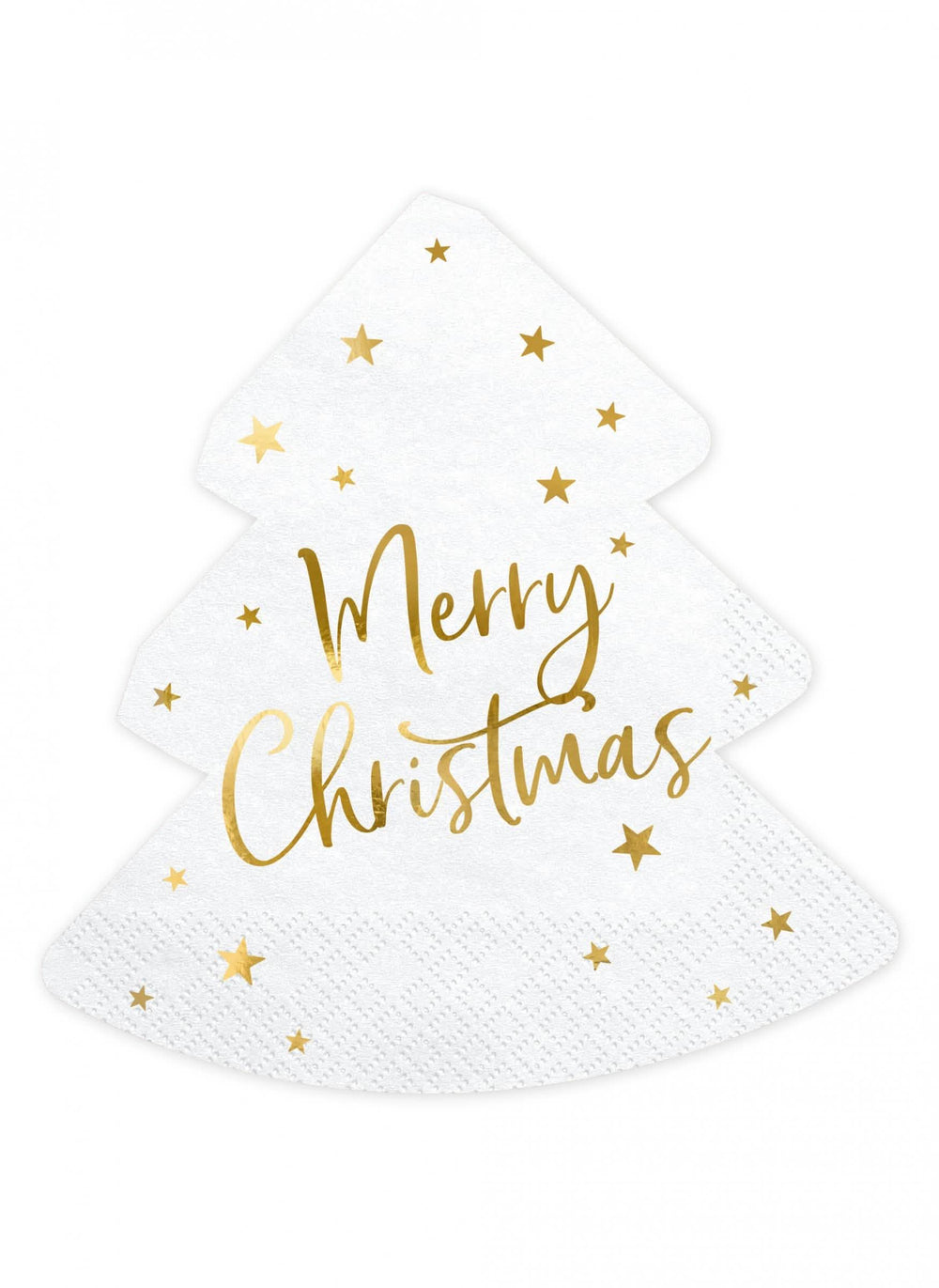 хартиени салфетки коледно дърво Merry Christmas бял и злато декоративни