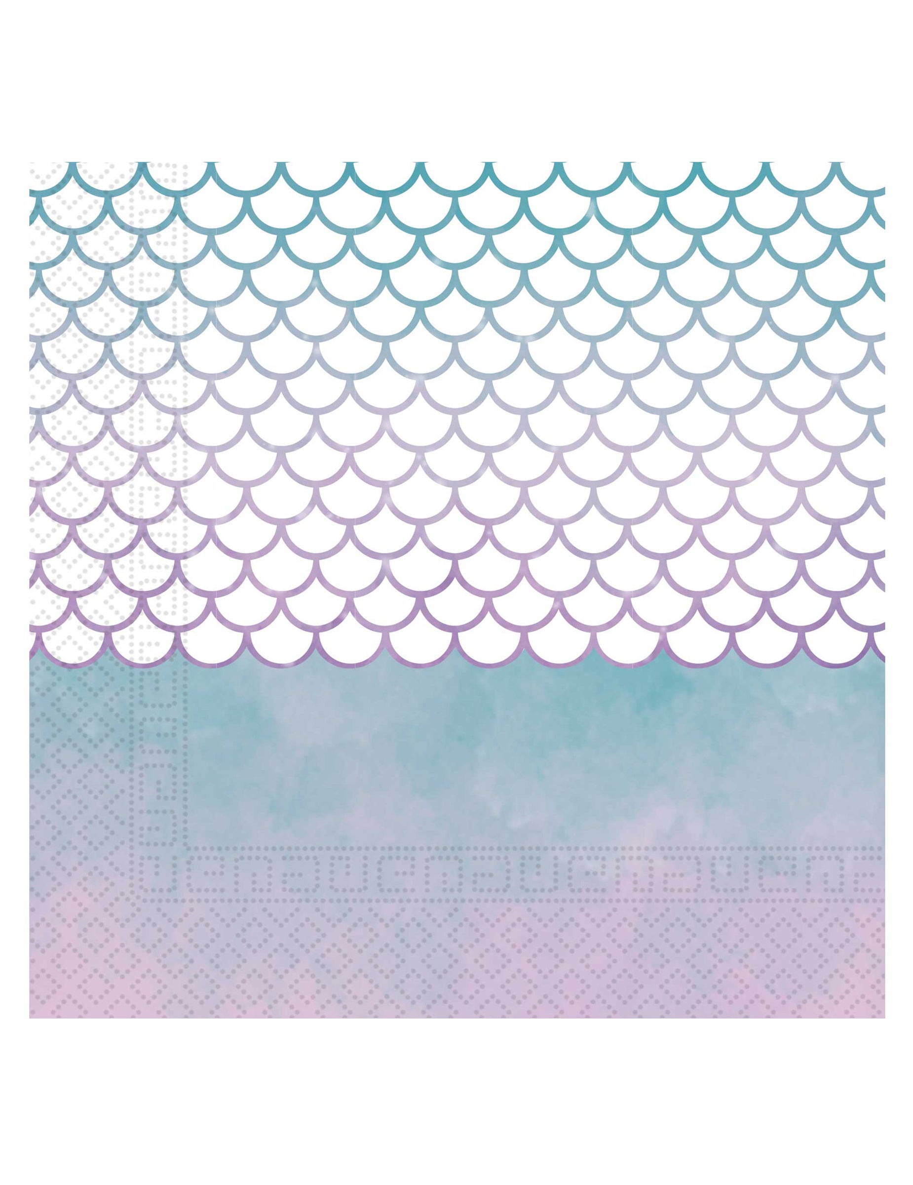 Serviettes en papier sirène élégante bleues et mauves motifs écailles