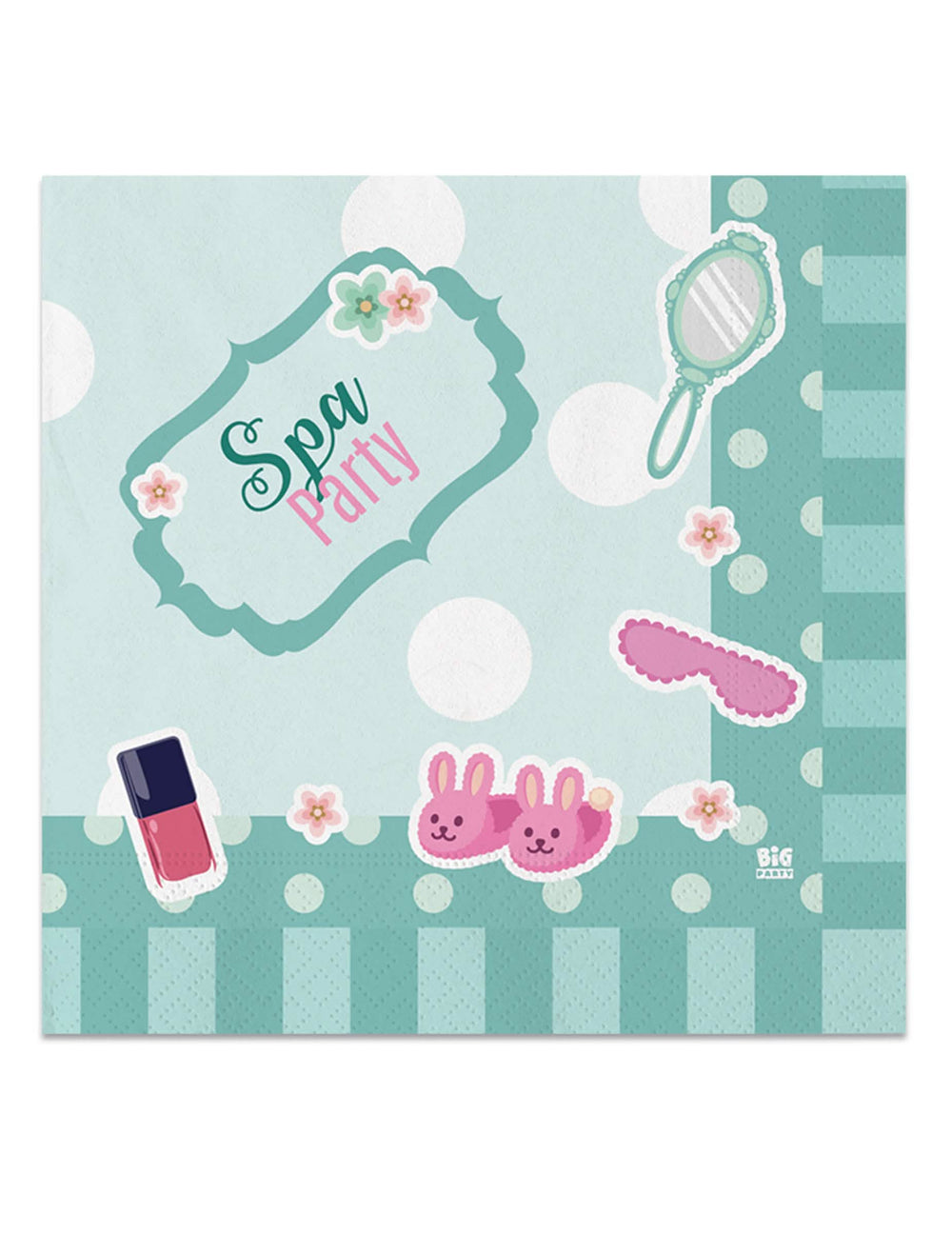 хартиени салфетки Spa Party за дете мента с мотиви чехли и огледало