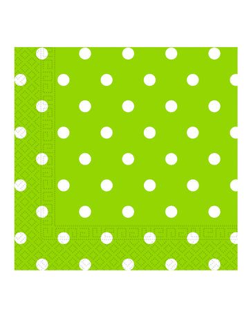 20 хартиени салфетки в ябълково зелено с бели точки, 33 x 33 cm