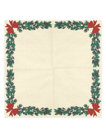 20 салфетки Коледен гирлянд бежови 33 x 33 см