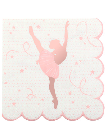 Serviettes en papier ballerine rose gold festonnées