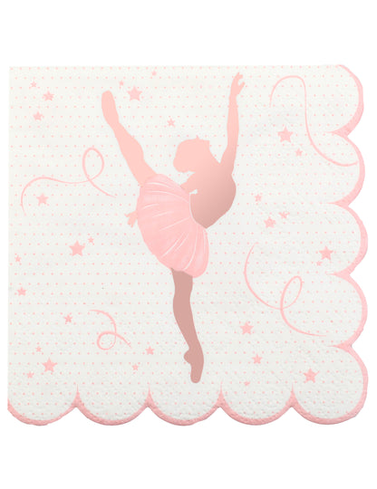 20 хартиени салфетки с форма на балерина, 25 x 25 см cm розово злато с фестончета