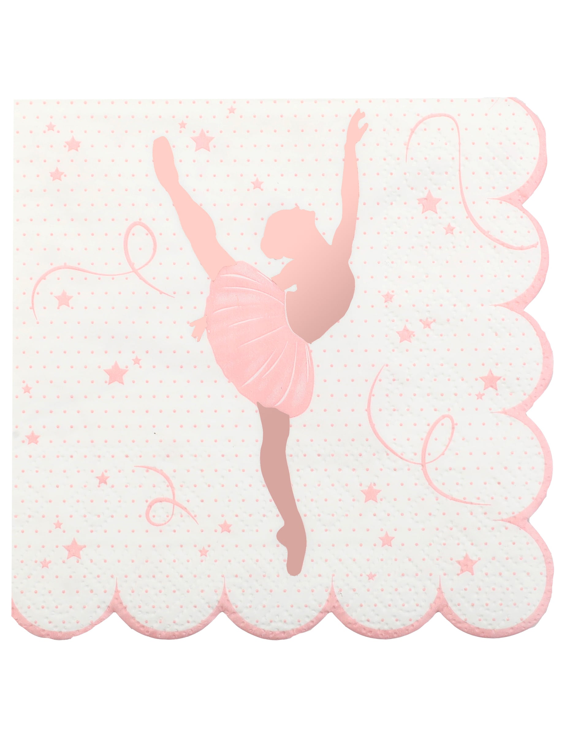 Serviettes en papier ballerine rose gold festonnées