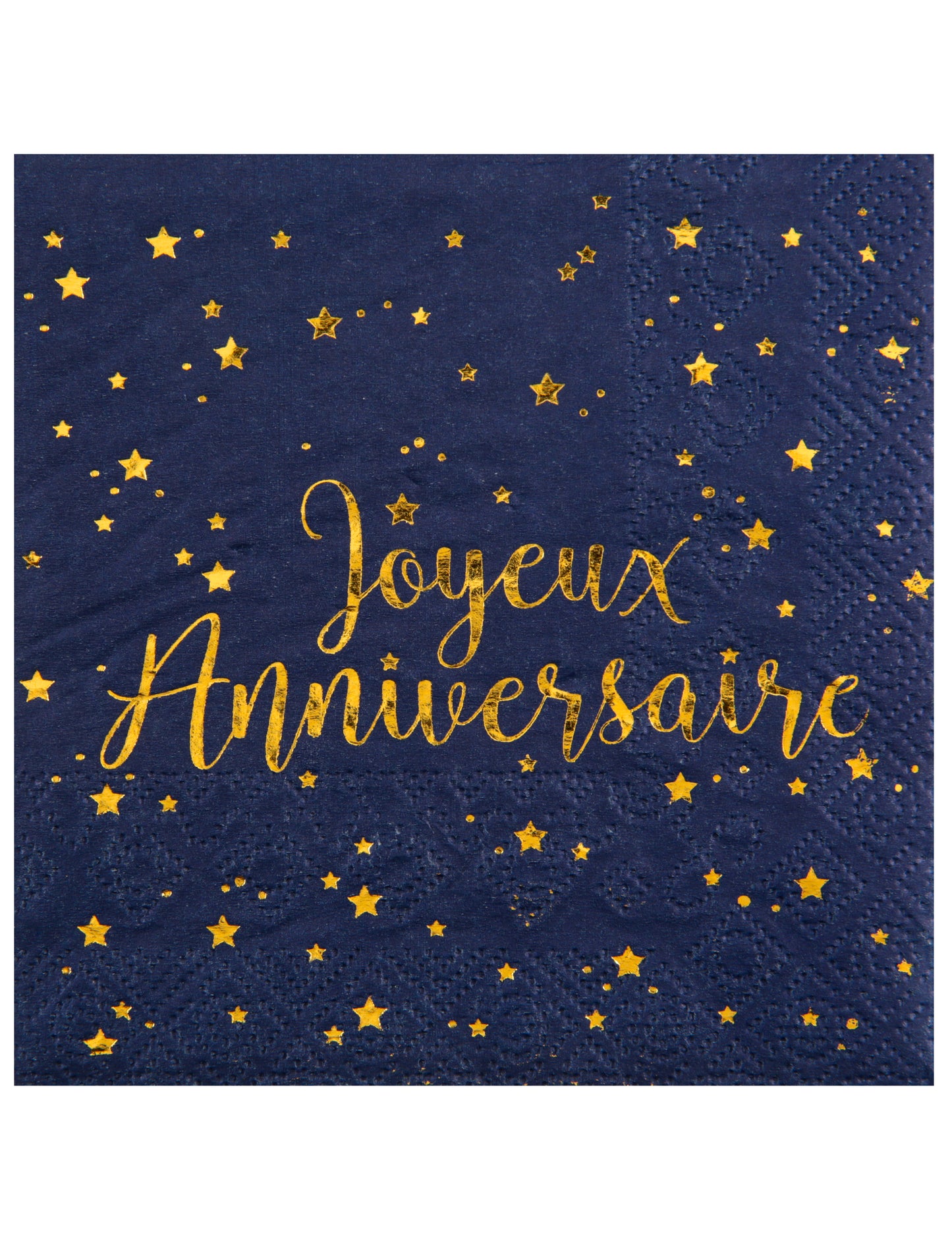 Serviettes en papier Joyeux Anniversaire pour fête bleu marine et doré