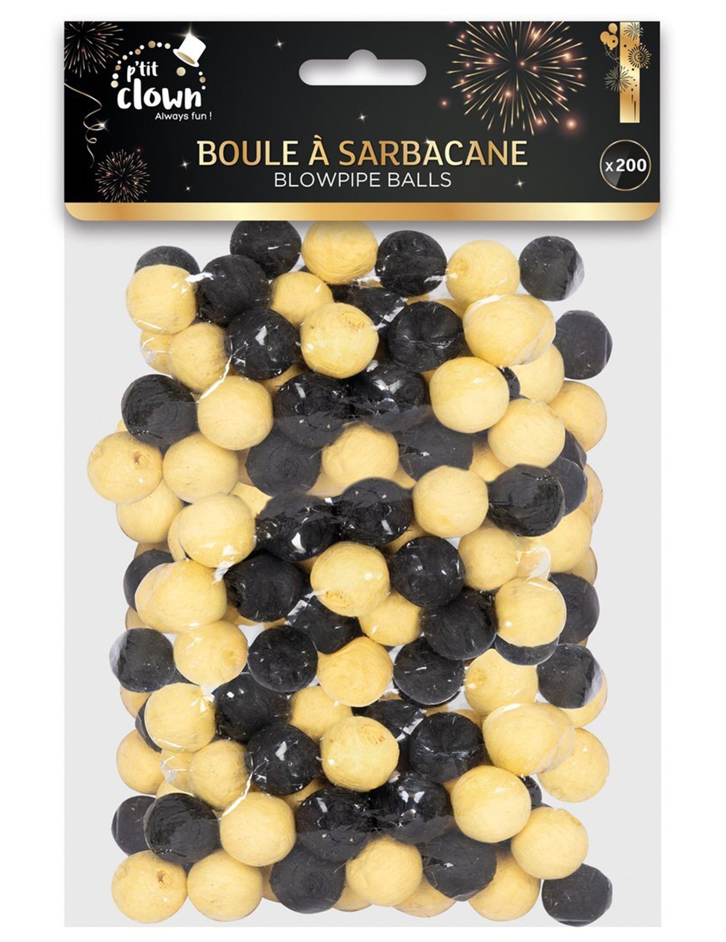 200 черни и златни топчета за духалка 