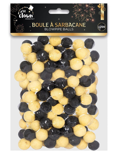 200 черни и златни топчета за духалка 