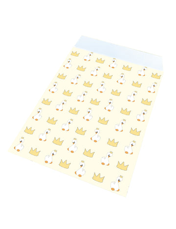 Sacs cadeaux en papier bébé cygne pour enfant jaune à couronnes