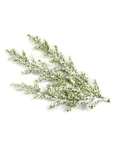 Branches de cyprès artificielles enneigées pour décoration vert et blanc