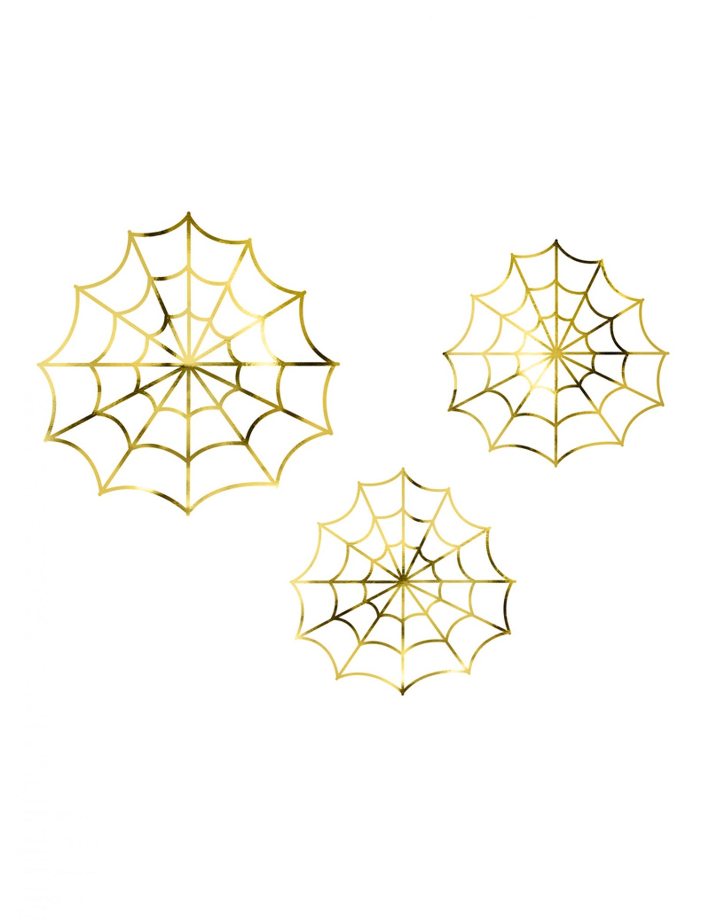 3 метални златни декорации от хартия с паяжина