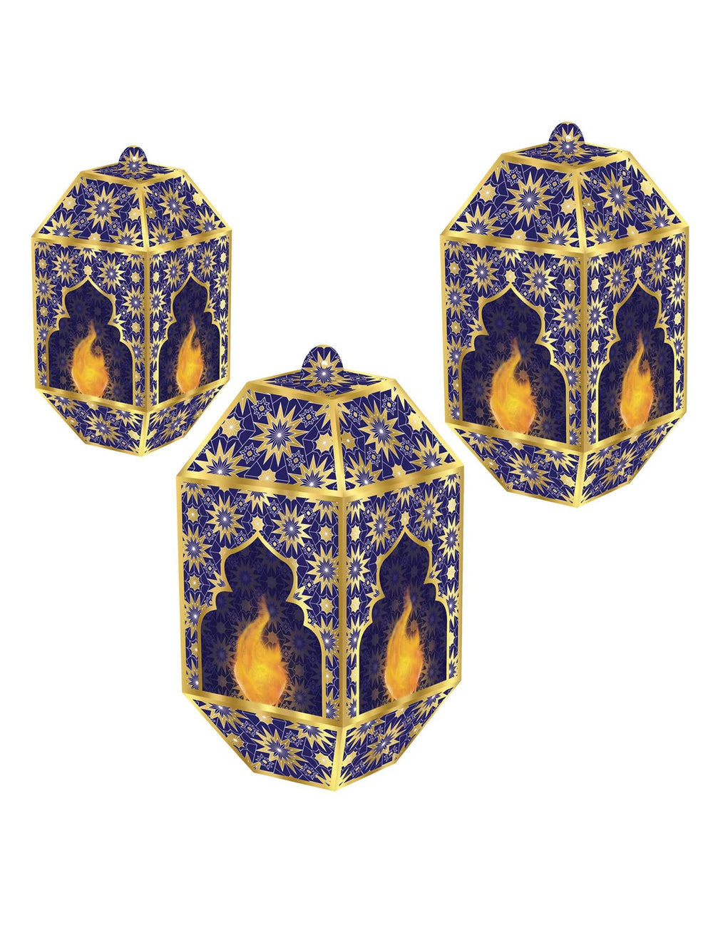 Хартиени фенери Aïd Mubarak за декорация, сини и златни, за окачване
