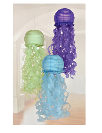 Lanternes en papier méduses rêves de sirène bleu violet vert