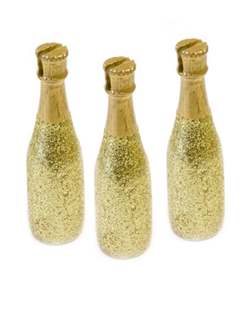 3 картички за място за бутилки със златно шампанско 8 x 2 cm парти