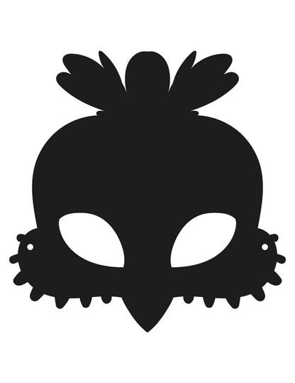 Silhouette de l'un des modèles du masque plat à gratter en carton oiseaux