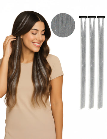 3 лъскави сребърни нишки 50 cm