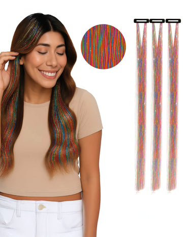 3 многоцветни лъскави кичура 50 cm