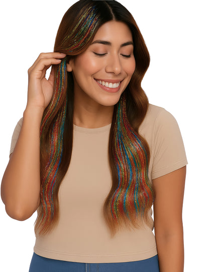 3 многоцветни лъскави кичура 50 cm