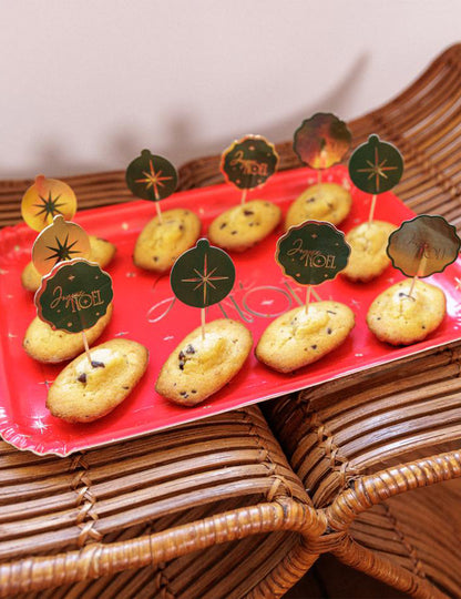 3 plateaux Joyeux Noël L'Intemporel en carton rouge et or 35 x 25,5 cm