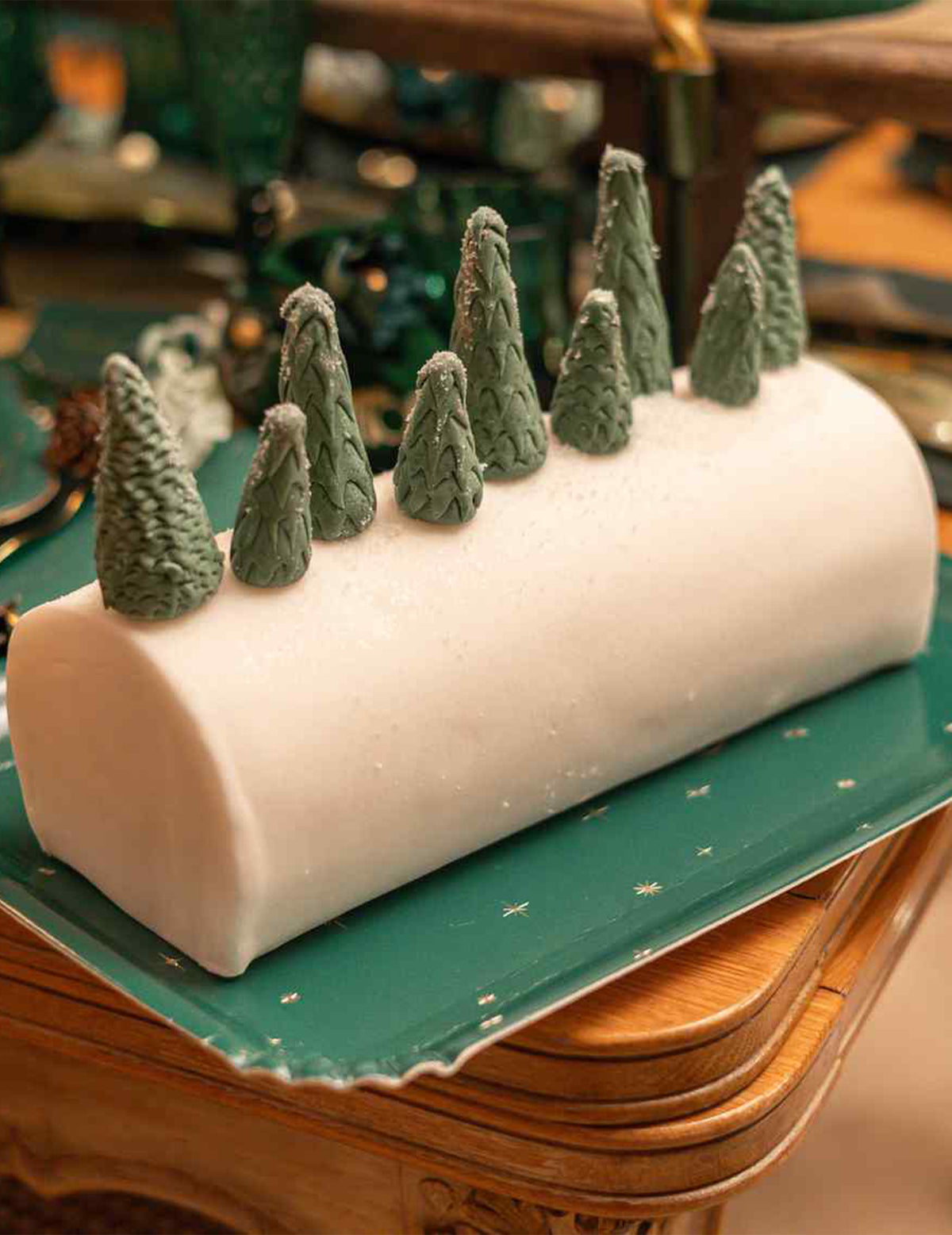 3 plateaux Joyeux Noël L'Intemporel en carton vert et or 35 x 25,5 cm