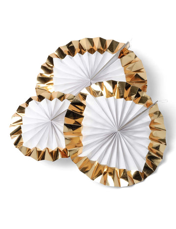 3 бели розетки със златни краища 30, 25, 20 cm 