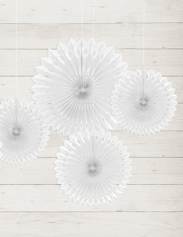 Rosaces éventails en papier pour décoration blanc